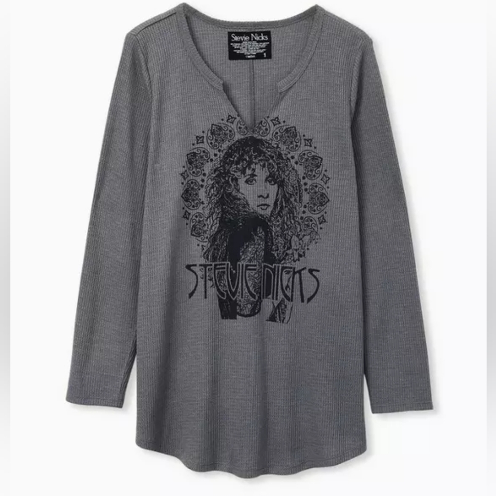 Gray Stevie Nicks Graphic Long Sleeve Top XXL